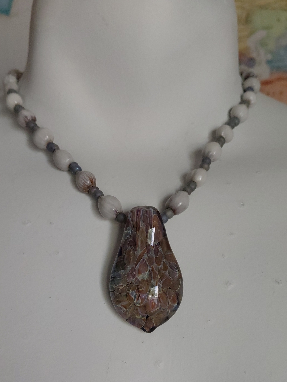 Glass Pendant Beaded Necklace
